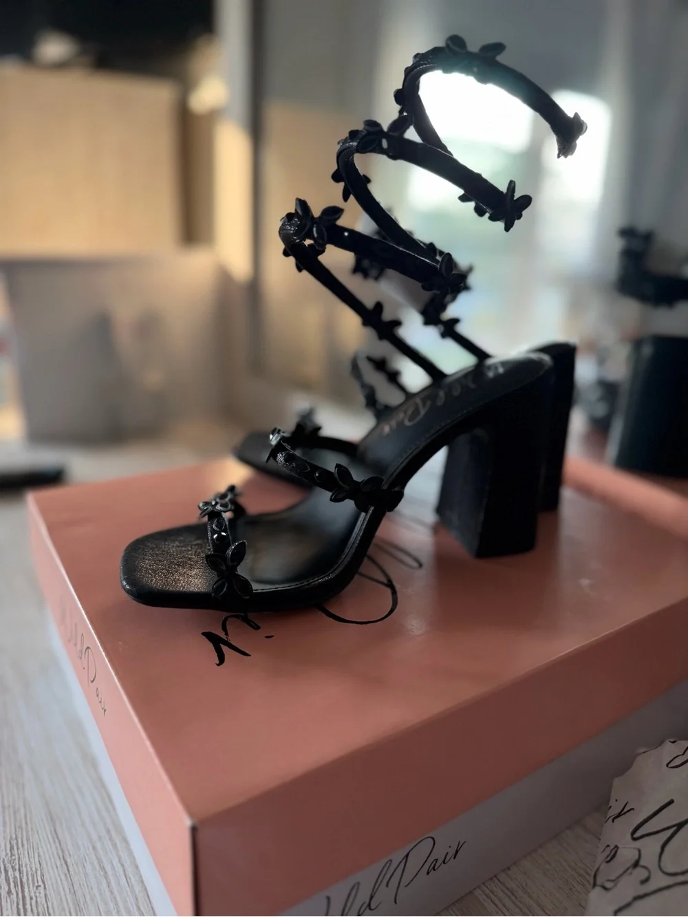 Block Heel Sandals / Black / 5.5